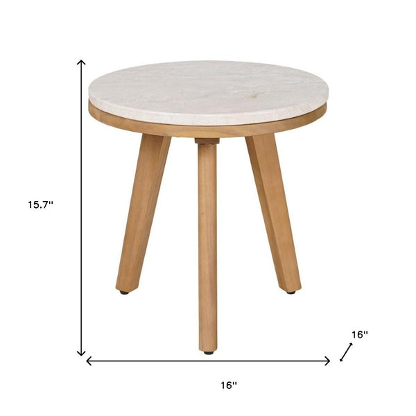 HomeRoots 16" White Rounded Wood Side Table - Elegant Outdoor & Indoor Accent, Durable, Easy-Clean Design 668525