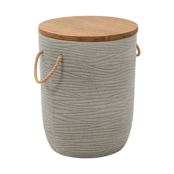 HomeRoots 14" Natural Rounded Solid Wood Side Table - Perfect for Outdoor Patios, Balconies & Small Spaces! 668527