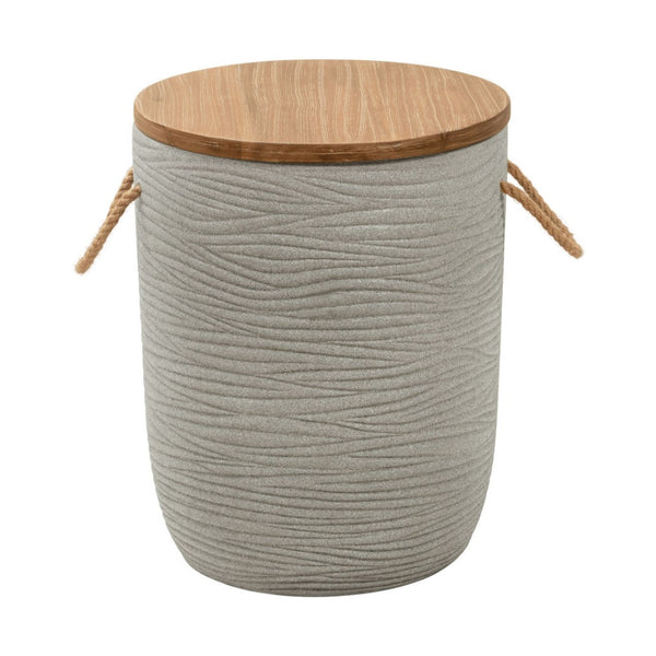 HomeRoots 14" Natural Rounded Solid Wood Side Table - Perfect for Outdoor Patios, Balconies & Small Spaces! 668527