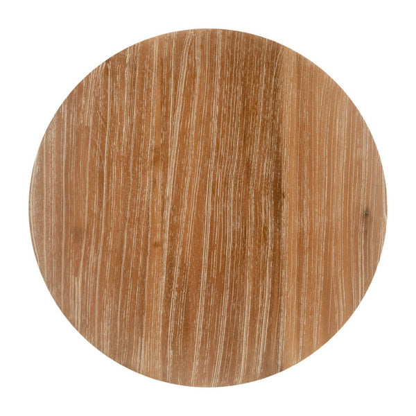 HomeRoots 14" Natural Rounded Solid Wood Side Table - Perfect for Outdoor Patios, Balconies & Small Spaces! 668527