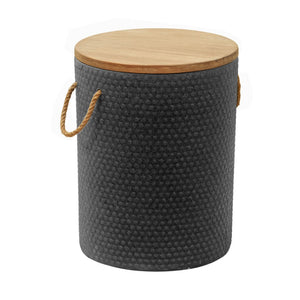 HomeRoots 14" Natural Wood Round Side Table with Faux Concrete Base - Modern Accent for Any Space! 668529