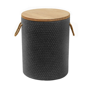 HomeRoots 14" Natural Wood Round Side Table with Faux Concrete Base - Modern Accent for Any Space! 668529