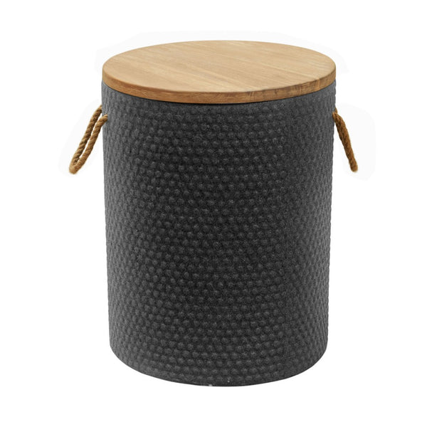 HomeRoots 14" Natural Wood Round Side Table with Faux Concrete Base - Modern Accent for Any Space! 668529
