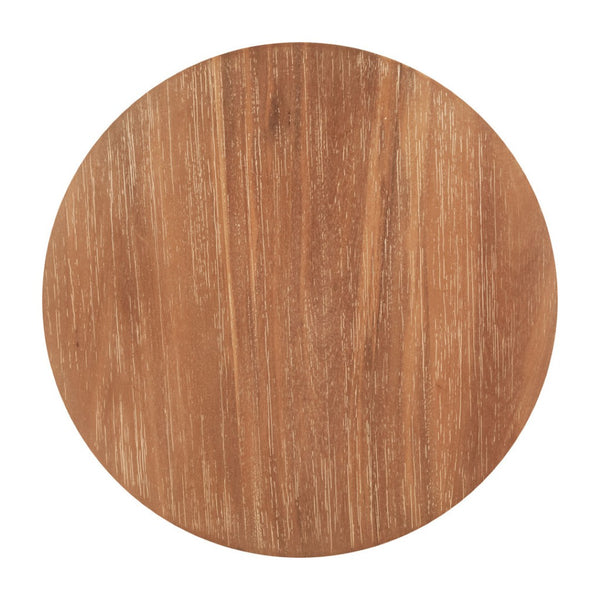 HomeRoots 14" Natural Wood Round Side Table with Faux Concrete Base - Modern Accent for Any Space! 668529