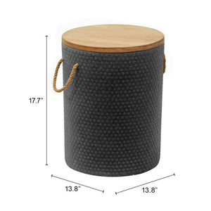 HomeRoots 14" Natural Wood Round Side Table with Faux Concrete Base - Modern Accent for Any Space! 668529