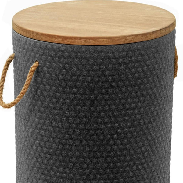 HomeRoots 14" Natural Wood Round Side Table with Faux Concrete Base - Modern Accent for Any Space! 668529