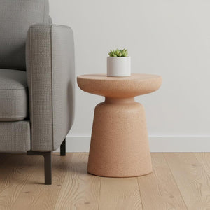 HomeRoots 16" Stylish Brown Rounded Plastic Outdoor Side Table - Perfect for Balconies, Patios & Indoor Use! 668531