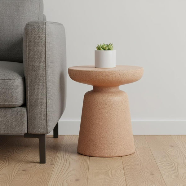 HomeRoots 16" Stylish Brown Rounded Plastic Outdoor Side Table - Perfect for Balconies, Patios & Indoor Use! 668531