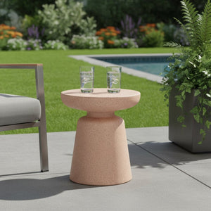 HomeRoots 16" Stylish Brown Rounded Plastic Outdoor Side Table - Perfect for Balconies, Patios & Indoor Use! 668531