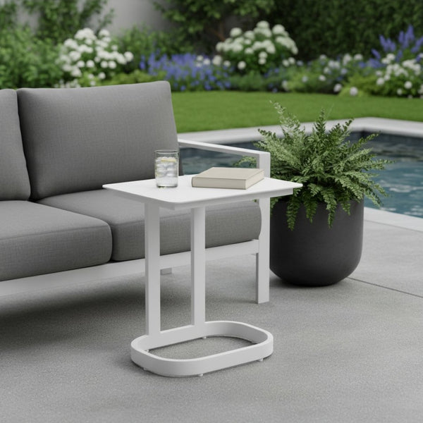HomeRoots 22" White Aluminum Outdoor Side Table - Modern, Versatile Accent for Patios, Balconies & More! 668533