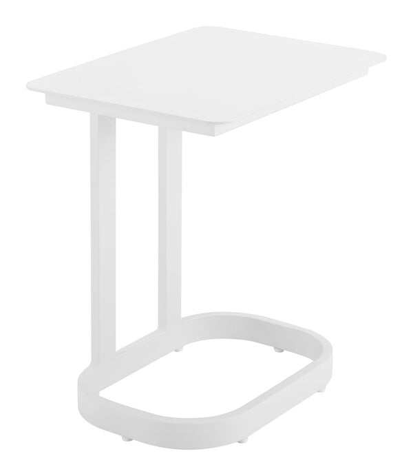 HomeRoots 22" White Aluminum Outdoor Side Table - Modern, Versatile Accent for Patios, Balconies & More! 668533