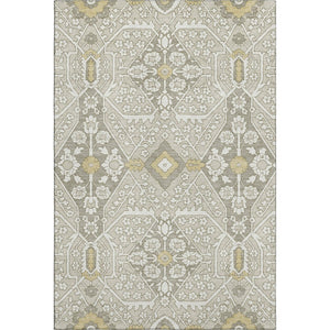 HomeRoots 10' X 14' Ivory Gold Floral Area Rug - Durable, Stain-Resistant, UV Protected for Elegant Spaces 668534