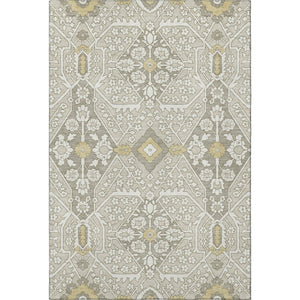 HomeRoots 10' X 14' Ivory Gold Floral Area Rug - Durable, Stain-Resistant, UV Protected for Elegant Spaces 668534