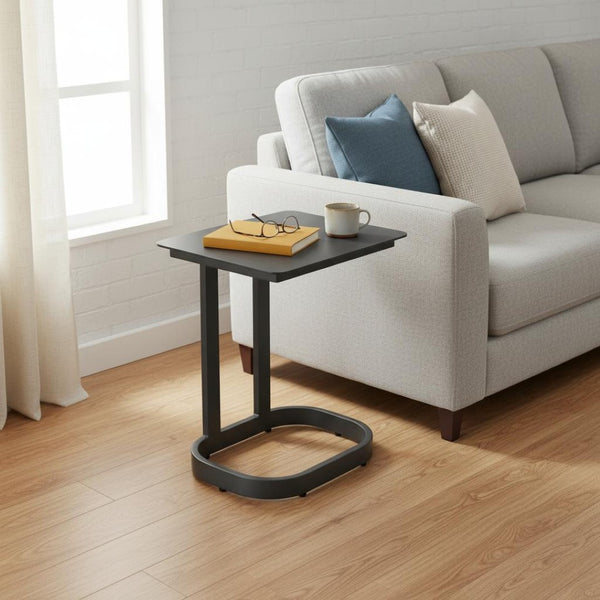HomeRoots 22" Black Aluminum Outdoor Side Table - Stylish, Durable & Versatile for Patios, Balconies & Poolside Fun 668535