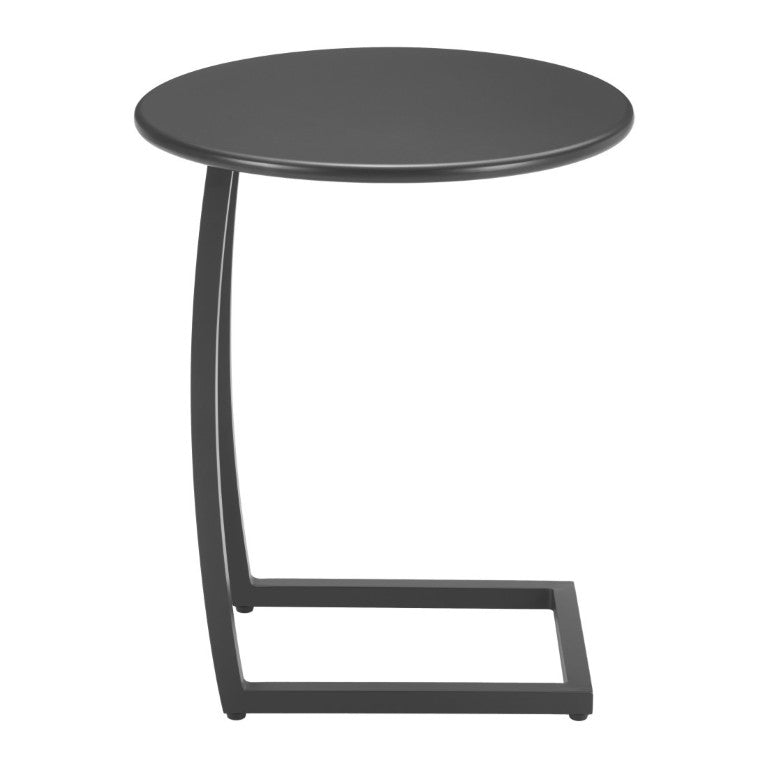 HomeRoots 20 Inch Black Aluminum Round Patio Side Table Durable Lightweight Outdoor Accent 668537