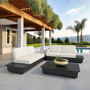 HomeRoots 33" Sleek Black Aluminum Outdoor Side Table - Weather-Resistant, Versatile, Fully Assembled Design! 668539