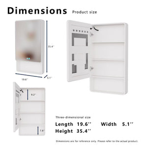 English Elm Led Medicine Cabinet with Anti-fog Mirror Warm Lighting Aluminum Wall Mount Bathroom W3083P451437