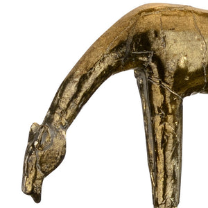 Wildwood Homer Sculptural Horse Lamp In Antique Brass With Off-White Rectangular Shade For Modern Spaces 66854