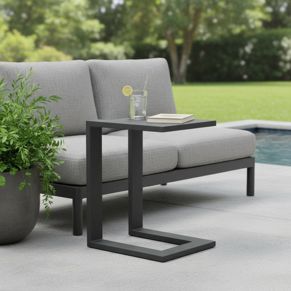 HomeRoots 18" Black Aluminum Outdoor Side Table – Stylish, Durable & Versatile for Patios, Balconies, and More 668541