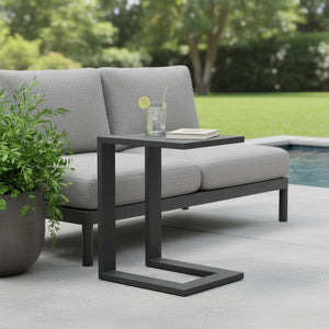 HomeRoots 18" Black Aluminum Outdoor Side Table – Stylish, Durable & Versatile for Patios, Balconies, and More 668541