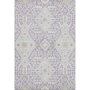 HomeRoots 8' X 10' Elegant Floral Area Rug in Lavender Gray & Beige - Washable, UV Protected, Stain Resistant 668542