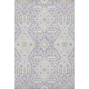HomeRoots 8' X 10' Elegant Floral Area Rug in Lavender Gray & Beige - Washable, UV Protected, Stain Resistant 668542