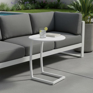 HomeRoots 24" White Aluminum Round End Table – Stylish, Lightweight, and Versatile for Any Space or Occasion! 668543