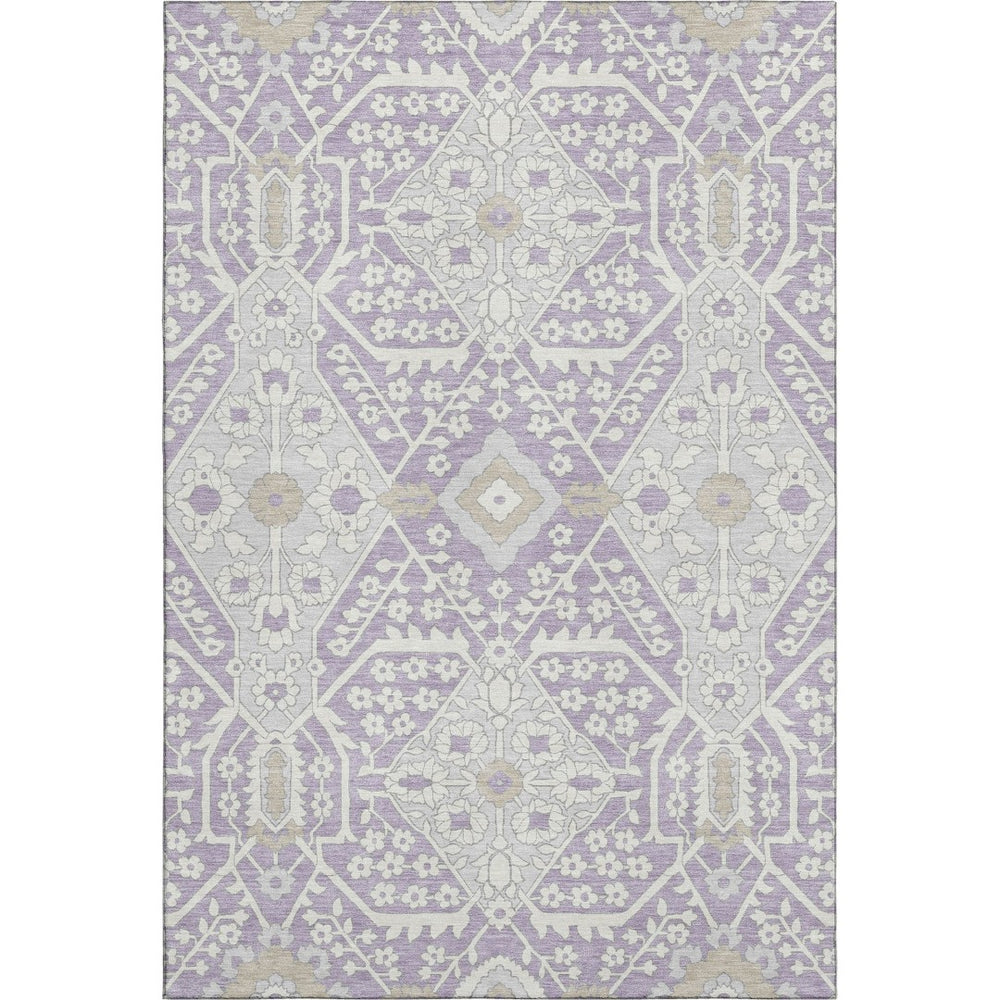 HomeRoots 9' X 12' Elegant Lavender-Gray Floral Area Rug - Durable, Washable, UV-Protected for Modern Living 668544