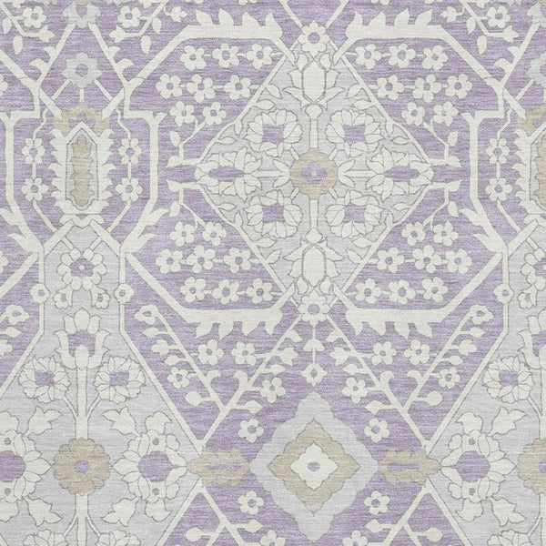 HomeRoots 9' X 12' Elegant Lavender-Gray Floral Area Rug - Durable, Washable, UV-Protected for Modern Living 668544