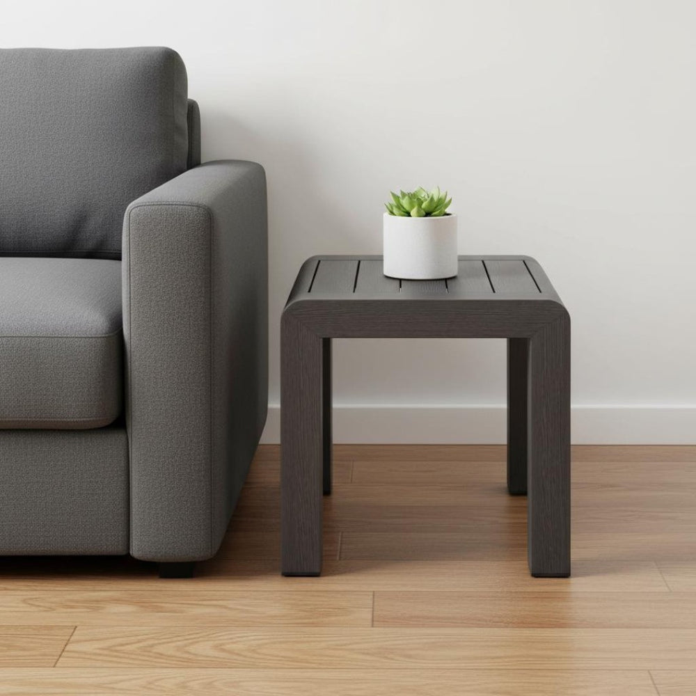 HomeRoots 22" Black Aluminum Square End Table - Modern Design, Lightweight & Versatile for Any Room Décor 668545