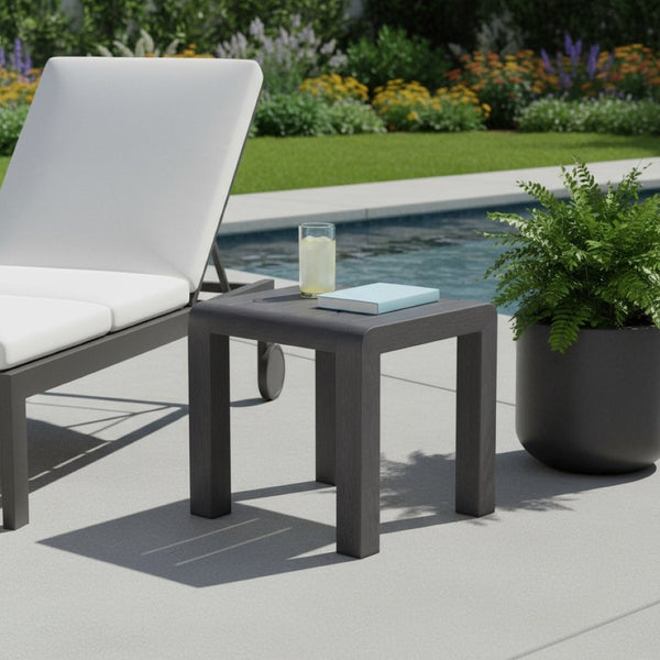 HomeRoots 22" Black Aluminum Square End Table - Modern Design, Lightweight & Versatile for Any Room Décor 668545