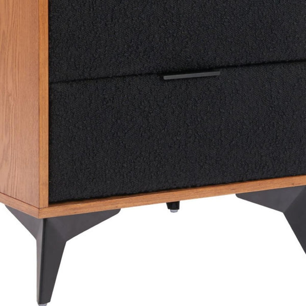 HomeRoots 21" Walnut Nightstand with Steel Accents - Modern 2-Drawer Bedside Table for Stylish Storage Solutions 668547