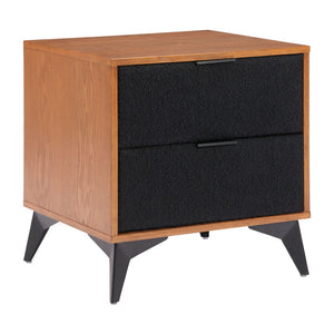HomeRoots 21" Walnut Nightstand with Steel Accents - Modern 2-Drawer Bedside Table for Stylish Storage Solutions 668547