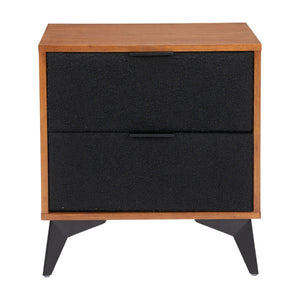 HomeRoots 21" Walnut Nightstand with Steel Accents - Modern 2-Drawer Bedside Table for Stylish Storage Solutions 668547
