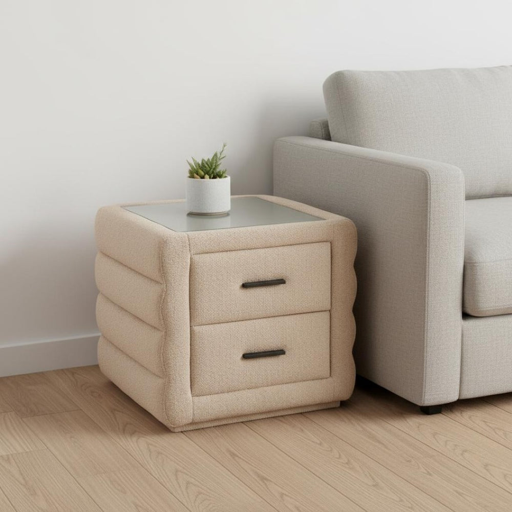 HomeRoots 17" Elegant Beige Wood Pedestal End Table - Versatile Accent Piece for Living Room or Bedroom Use 668549