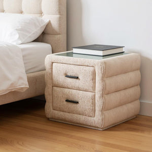 HomeRoots 17" Elegant Beige Wood Pedestal End Table - Versatile Accent Piece for Living Room or Bedroom Use 668549
