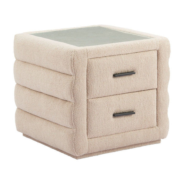 HomeRoots 17" Elegant Beige Wood Pedestal End Table - Versatile Accent Piece for Living Room or Bedroom Use 668549