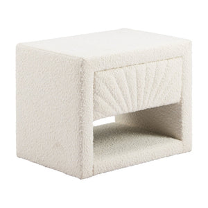 HomeRoots 16" Ivory Wood Woven Texture Nightstand - Stylish, Multi-Functional, and Ready to Use for Any Space 668551