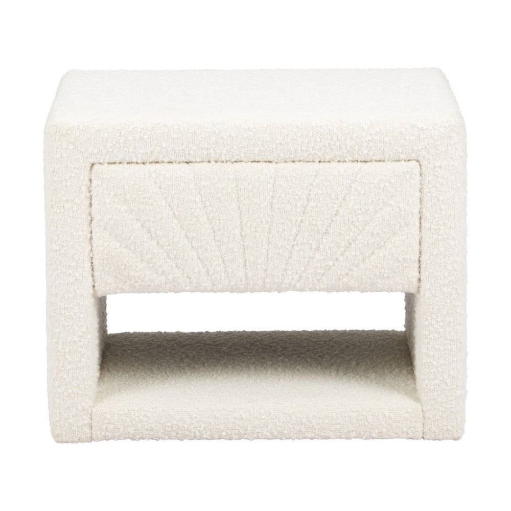 HomeRoots 16" Ivory Wood Woven Texture Nightstand - Stylish, Multi-Functional, and Ready to Use for Any Space 668551