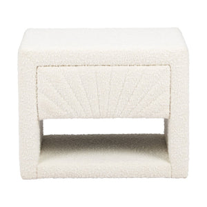 HomeRoots 16" Ivory Wood Woven Texture Nightstand - Stylish, Multi-Functional, and Ready to Use for Any Space 668551