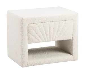 HomeRoots 16" Ivory Wood Woven Texture Nightstand - Stylish, Multi-Functional, and Ready to Use for Any Space 668551