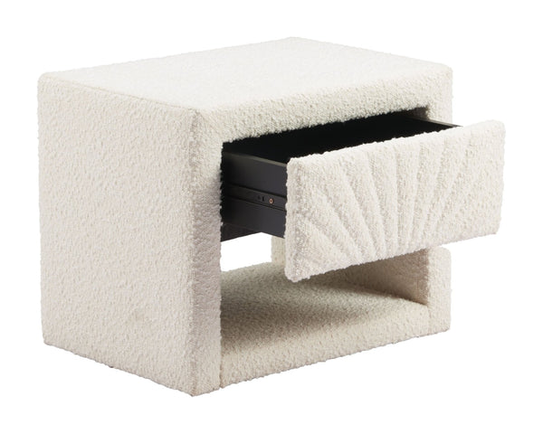 HomeRoots 16" Ivory Wood Woven Texture Nightstand - Stylish, Multi-Functional, and Ready to Use for Any Space 668551