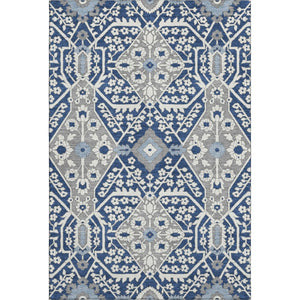 HomeRoots 8' X 10' Navy Blue Gray Ivory Floral Area Rug - Durable, Washable, Stain Resistant, UV Protected Decor 668553