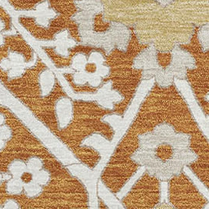 HomeRoots 5' X 8' Floral Area Rug in Rust, Beige & Gold - Washable, UV-Protected, Stylish & Durable Design 668557