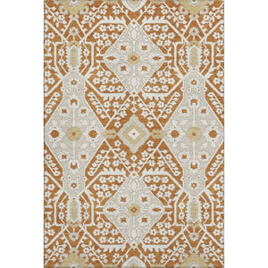 HomeRoots 8' X 10' Elegant Rust Beige & Gold Floral Area Rug - Washable, Stain Resistant, UV Protected Design 668559