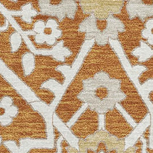 HomeRoots 8' X 10' Elegant Rust Beige & Gold Floral Area Rug - Washable, Stain Resistant, UV Protected Design 668559