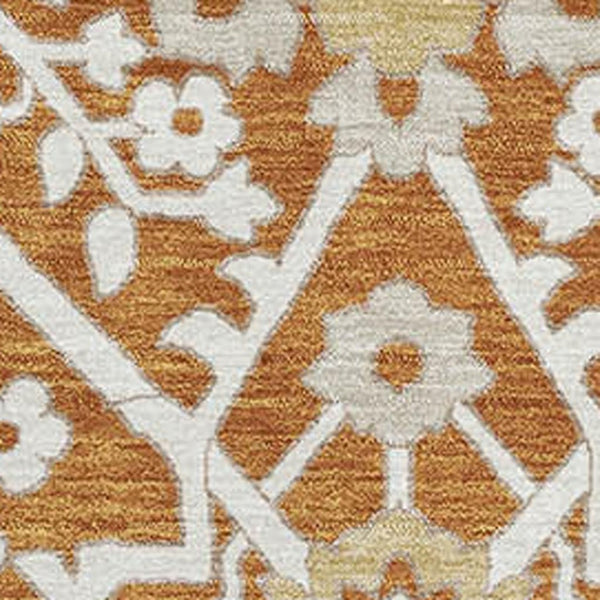 HomeRoots 8' X 10' Elegant Rust Beige & Gold Floral Area Rug - Washable, Stain Resistant, UV Protected Design 668559
