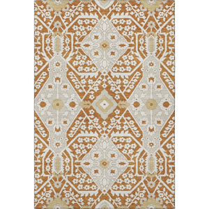HomeRoots 9' X 12' Elegant Rust Beige and Gold Floral Washable Area Rug with Stain Resistance and UV Shield 668560