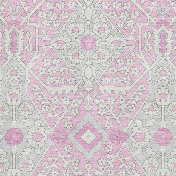 HomeRoots 5' X 8' Pink Ivory Gray Floral Washable Area Rug - Soft, Stain Resistant, UV Protected for Durability 668563
