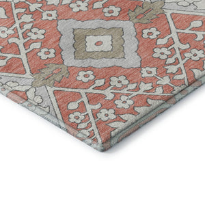 HomeRoots 5' X 8' Salmon Gray Floral Area Rug – Washable, UV-Protected, Stain-Resistant, Perfect for Any Space! 668569
